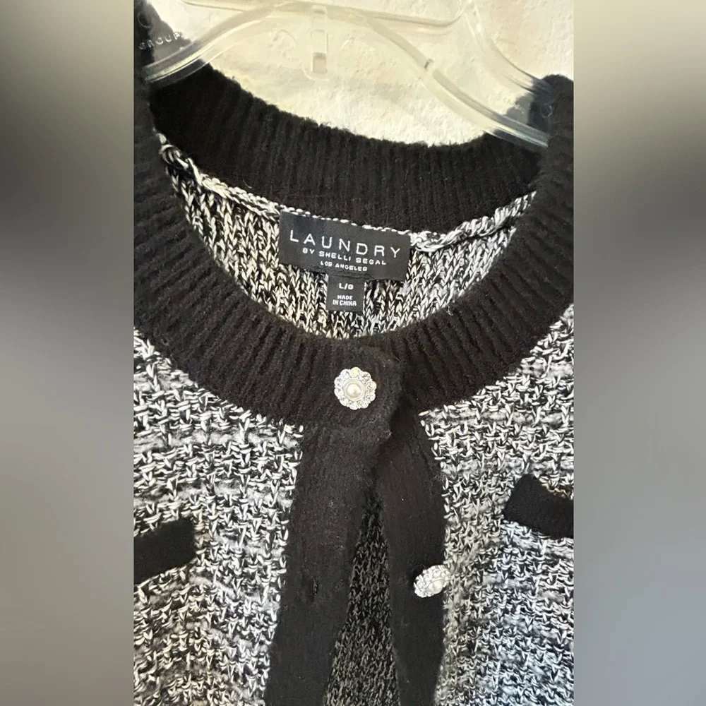 Laundry by Shelli Segal Faux Pearl Cardigan SZ L‎